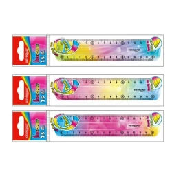 Linijka 15cm elastyczna, tęczowa MIX - Keyroad