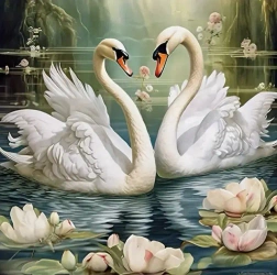 Diamentowa Mozaika Łabędzie na leśnym stawie NO-2001846 - Norimpex