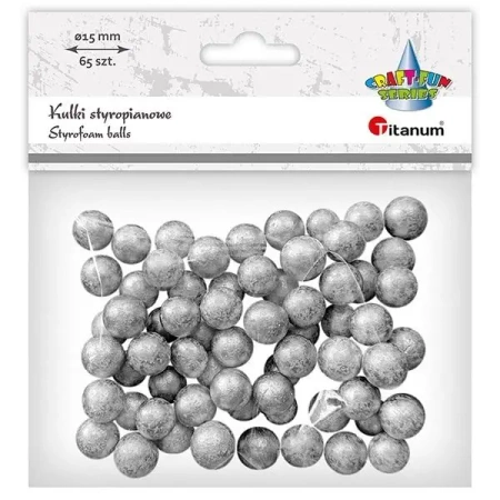Kulki styropianowe 15mm 65szt srebrne - Titanum