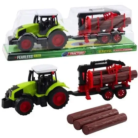 Traktor rolniczy z przyczepą do transportu drewna - Leantoys