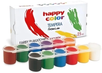 Farby plakatowe Tempera 12 kolorów HAPPY COLOR - GDD