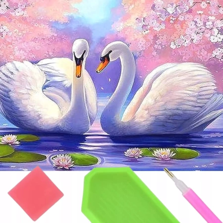 Haft Diamentowy Łabędzie Jezioro Lilia Diamond Paiting Mozaika Zestaw 5D - Norimpex