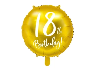 Balon foliowy 18th Birthday 45cm złoty - PartyDeco