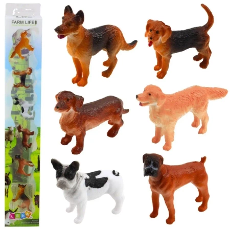 Zestaw mini figurki psy 4cm 6szt - Leantoys