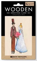 Karnet drewniany C6 + koperta Ślub Para Młoda - Cozywood