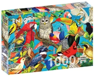 Puzzle 1000 Kolorowe ptaki - Enjoy
