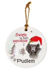 Zawieszka ceramiczna Boże Narodzenie Pudel - Kukartka