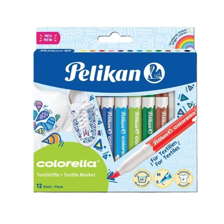 Flamastry Colorella do tkanin 12 kolorów - PELIKAN