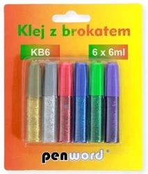 Klej z brokatem 6 kolorów 6ml - Penword