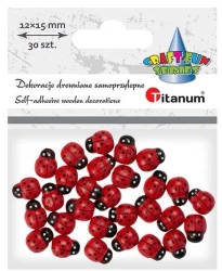 Drewniane biedronki samoprzylepne 3D 12x15mm 30szt - Titanum