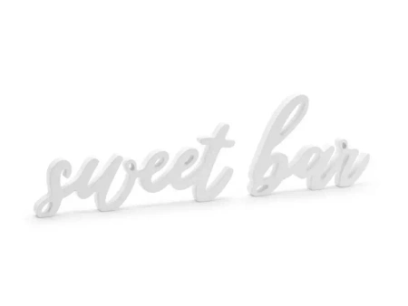Drewniany napis Sweet bar biały 37x10cm - PartyDeco