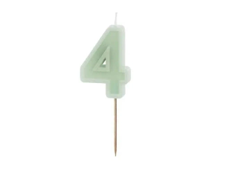 Świeczka urodzinowa 4 zielony 6cm - PartyDeco