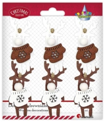 Zawieszki drewniane renifery w sweterkach 6szt - Titanum