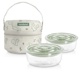 Pojemniki szklane okrągłe ECO-friendly 2x300ml z torbą izot.-Wiewiórka