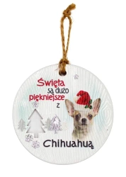 Zawieszka ceramiczna Boże Narodzenie Chihuahua - Kukartka