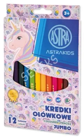Kredki ołówkowe okrągłe Jumbo Astrakids Unicorn 12 kolorów - ASTRA art-pap