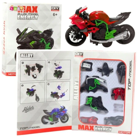 Motocykl do skręcania metalowy 1:14 - Leantoys