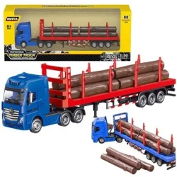Ciężarówka transport drewna metalowa 1:50 czerwona - Leantoys