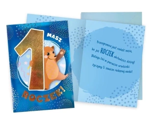 Karnet Roczek miś - Kukartka