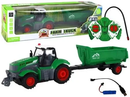 Traktor z przyczepą R/C zielony zdalnie sterowany - Leantoys