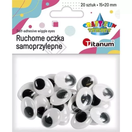 Oczy samoprzylepne bez rzęs 15x20 mm owalne 20szt - Titanum