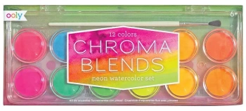 Farby akwarelowe neonowe 12 farb + pędzelek - Kolorowe Baloniki