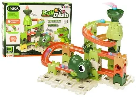 Klocki konstrukcyjne tor na kulkę dinozaur 60el - Leantoys