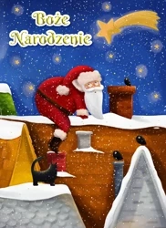 Karnet B6 BN Mikołaj w kominie - Henry