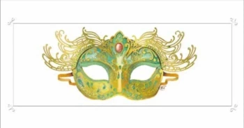 Karnet 12x23cm + koperta Maska zielony - DaVinci