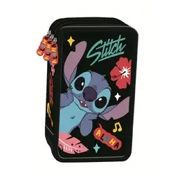 Piórnik potrójny z wyposażeniem Stitch black Aloha - ST-MAJEWSKI