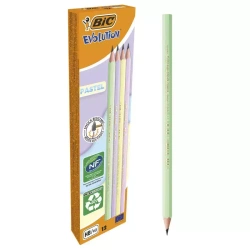 Ołówek z gumką Hb Evolution Pastelowy Op.12 szt. BIC 518306