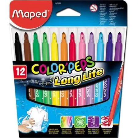 Flamastry Colorpeps trójkątne 12 kolorów MAPED