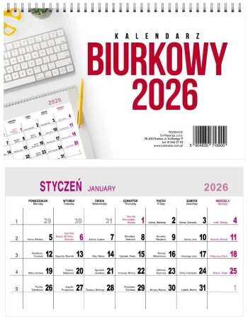 Kalendarz 2026 Biurkowy Miesięczny 24x15cm - O-press