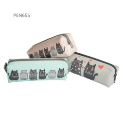 Piórnik jednokomorowy okrągły Kotki MIX - Pajacyk