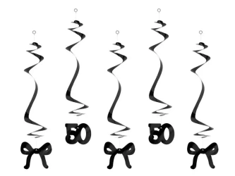 Świderki 50 z kokardkami czarne 50cm 5szt - PartyDeco