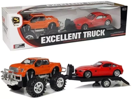 Zestaw pojazdów Monster Truck + laweta + BMW - Leantoys