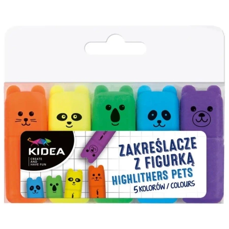 Zakreślacze z figurką 5szt. KIDEA - DERFORM