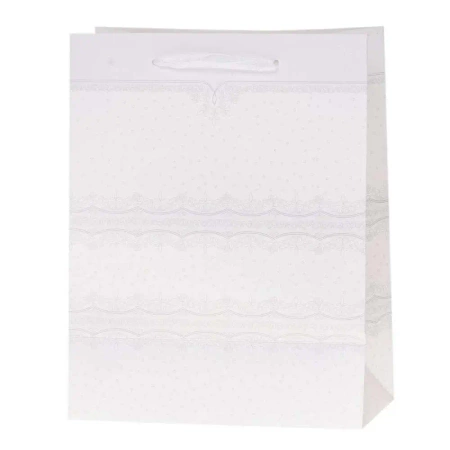 Torebka Lux 26x32x12cm brokat biała ROZETTE