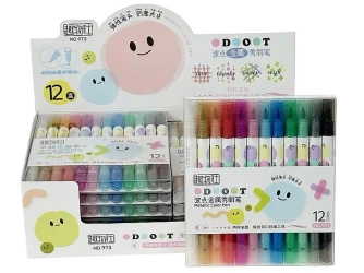 Flamastry dwustronne 12 kolorów metaliczne - ADAR