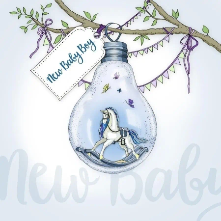 Karnet Swarovski kwadrat CL2802 Narodziny Żarówka - Clear Creations