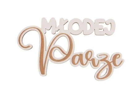 Drewniany napis biały - Młodej parze - 5 sztuk - Cresco