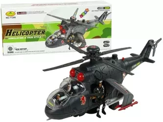 Helikopter czarny światło dźwięk - Leantoys