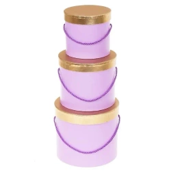 Pudełko Flower Box 3szt purpurowy ROZETTE