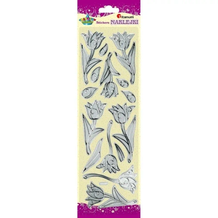Naklejki foliowe kwiaty przezroczysto-srebrne - Titanum