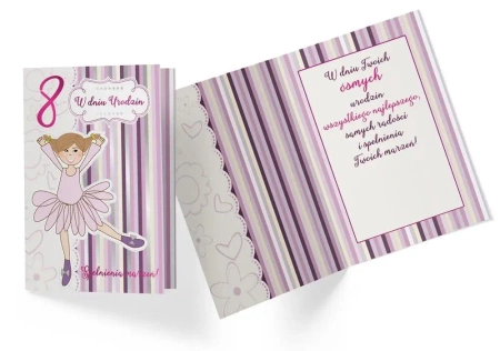 Karnet PR-331 Urodziny 8 dziewczynka - Kukartka