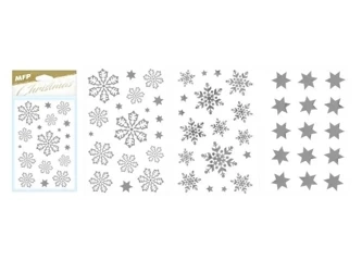 Naklejka BN śnieżynki srebrne 80x120mm mix - MFP