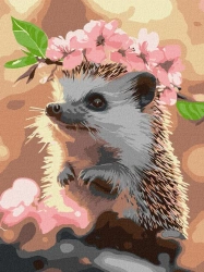 Malowanie po numerach - Jeżyk w wiśniowym 30x40cm - Ideyka