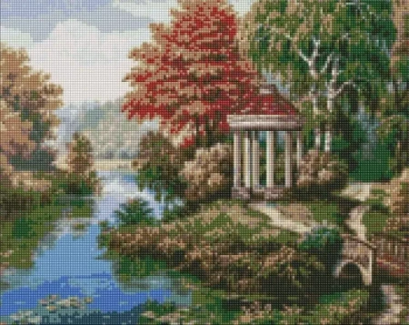 Diamentowa mozaika - Altanka nad rzeką 40x50cm - Ideyka