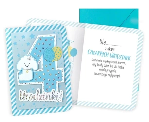 Karnet B6 Urodziny 4 chłopiec - Kukartka