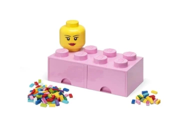 LEGO(R) pojemnik klocek z szufladami ósemka różowy - NHG